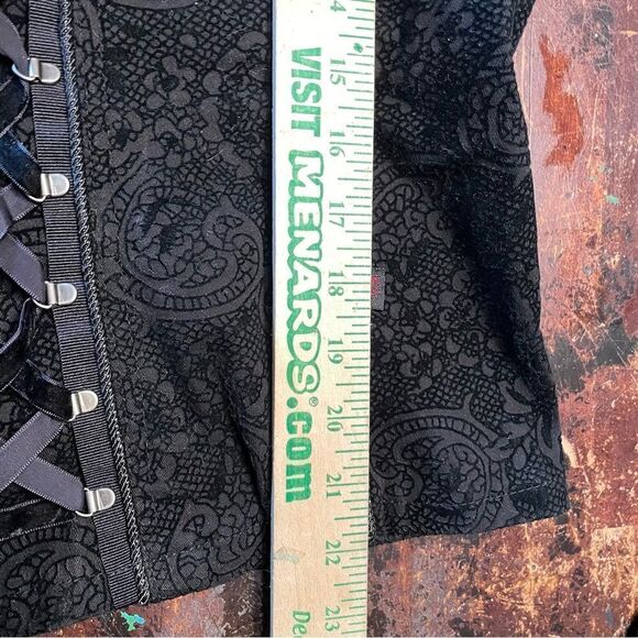 Tripp NYC Vintage Corset Bustier Velvet Damask Lace-Up Goth Victorian X - Picture 7 of 9